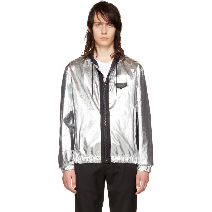 Givenchy Silver Hooded Windbreaker Givenchy