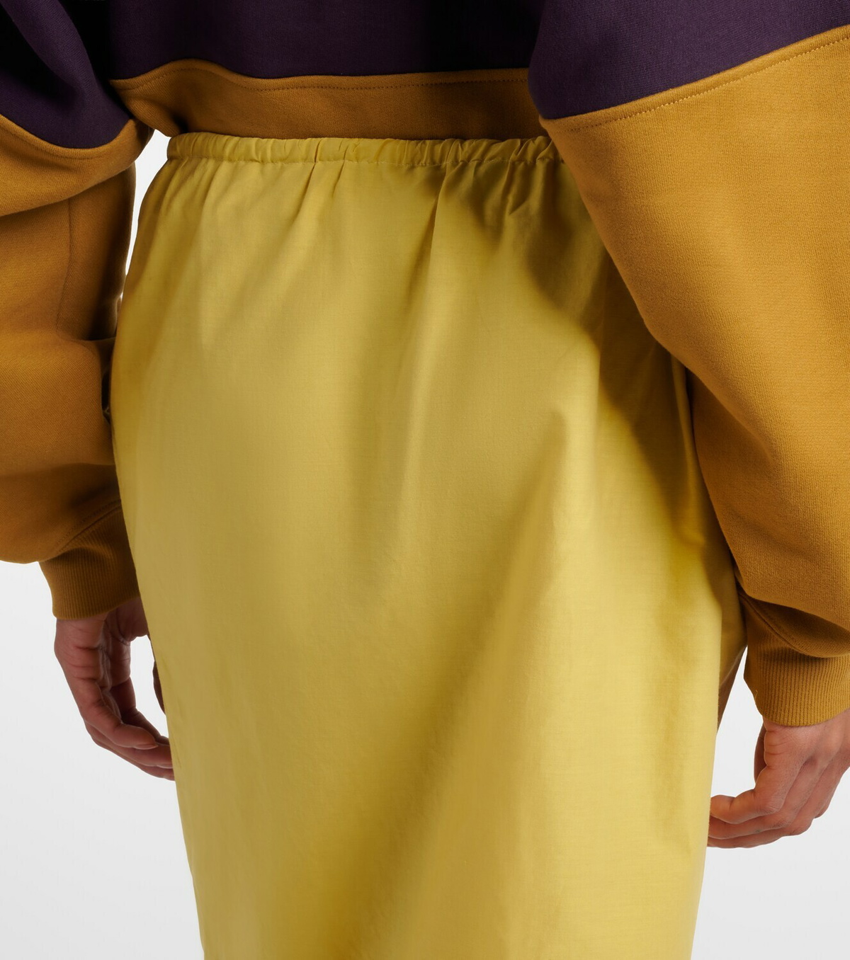 Saint Laurent Lace-trimmed cotton and silk midi skirt