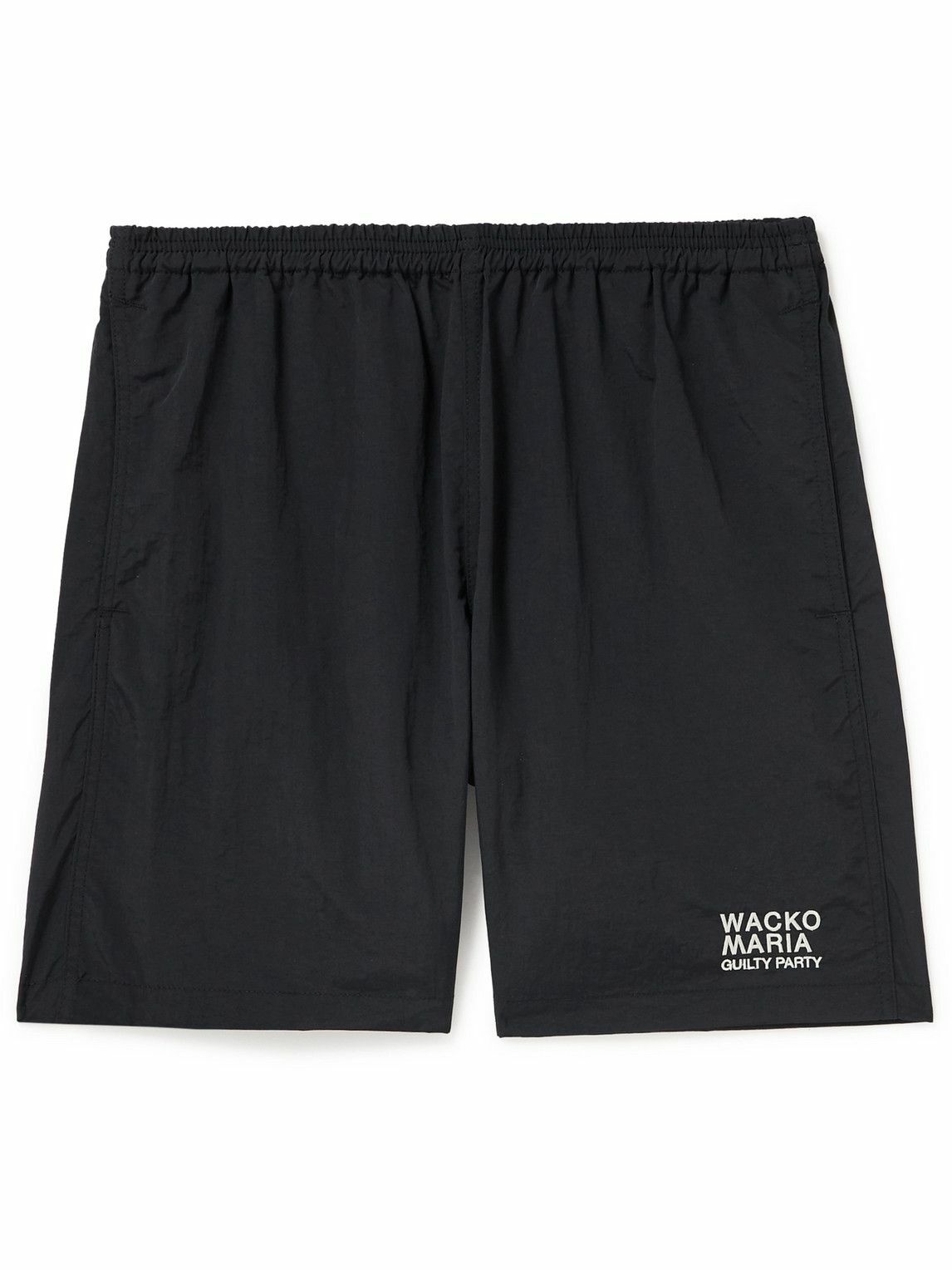 Photo: Wacko Maria - Straight-Leg Logo-Print Shell Drawstring Shorts - Black