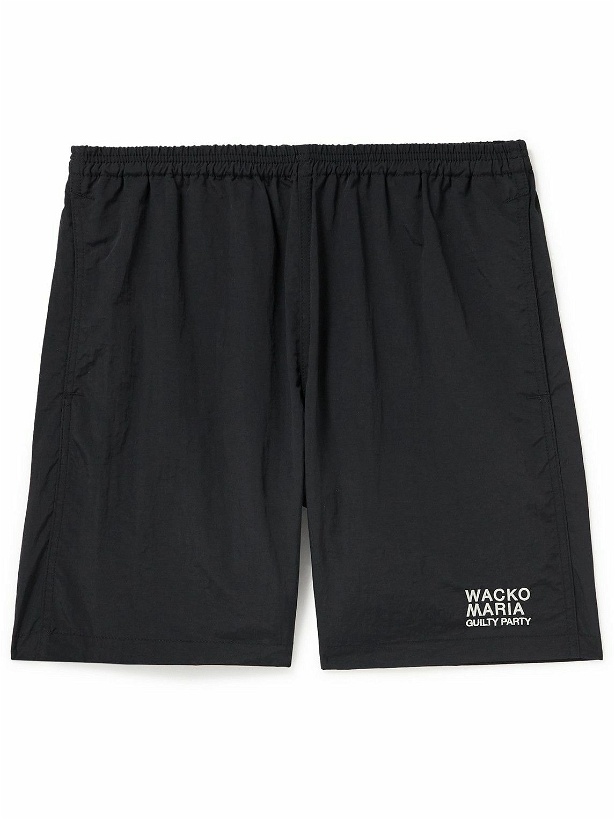 Photo: Wacko Maria - Straight-Leg Logo-Print Shell Drawstring Shorts - Black