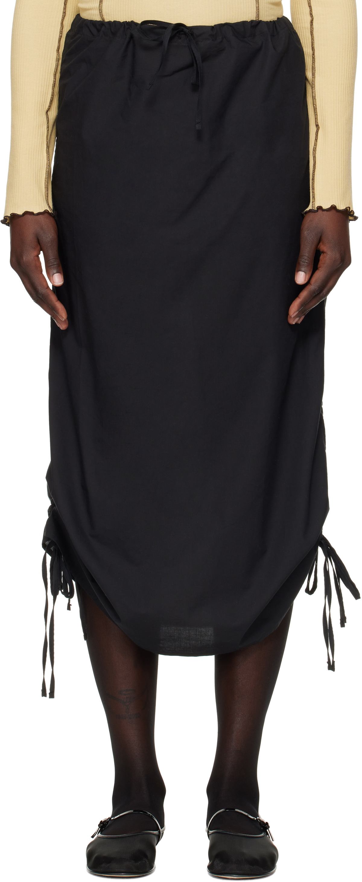 Baserange Black Pictorial Midi Skirt Baserange