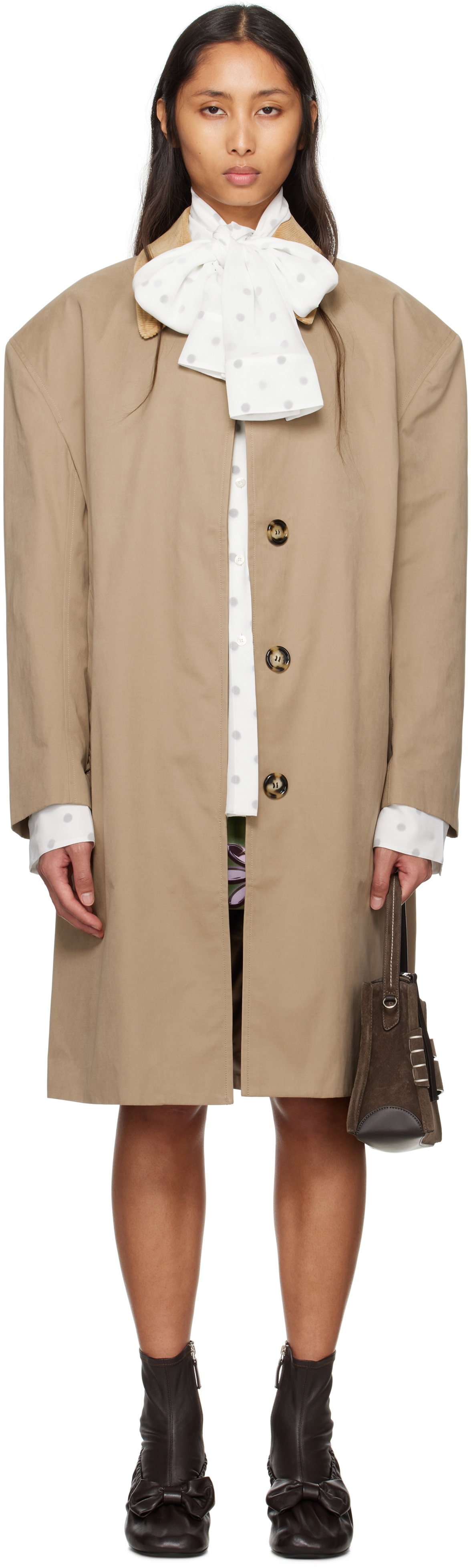 Meryll Rogge Beige Cotton Coating Mac Coat