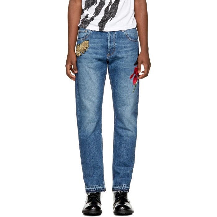 Photo: Alexander McQueen Blue Embroidered Selvedge Jeans