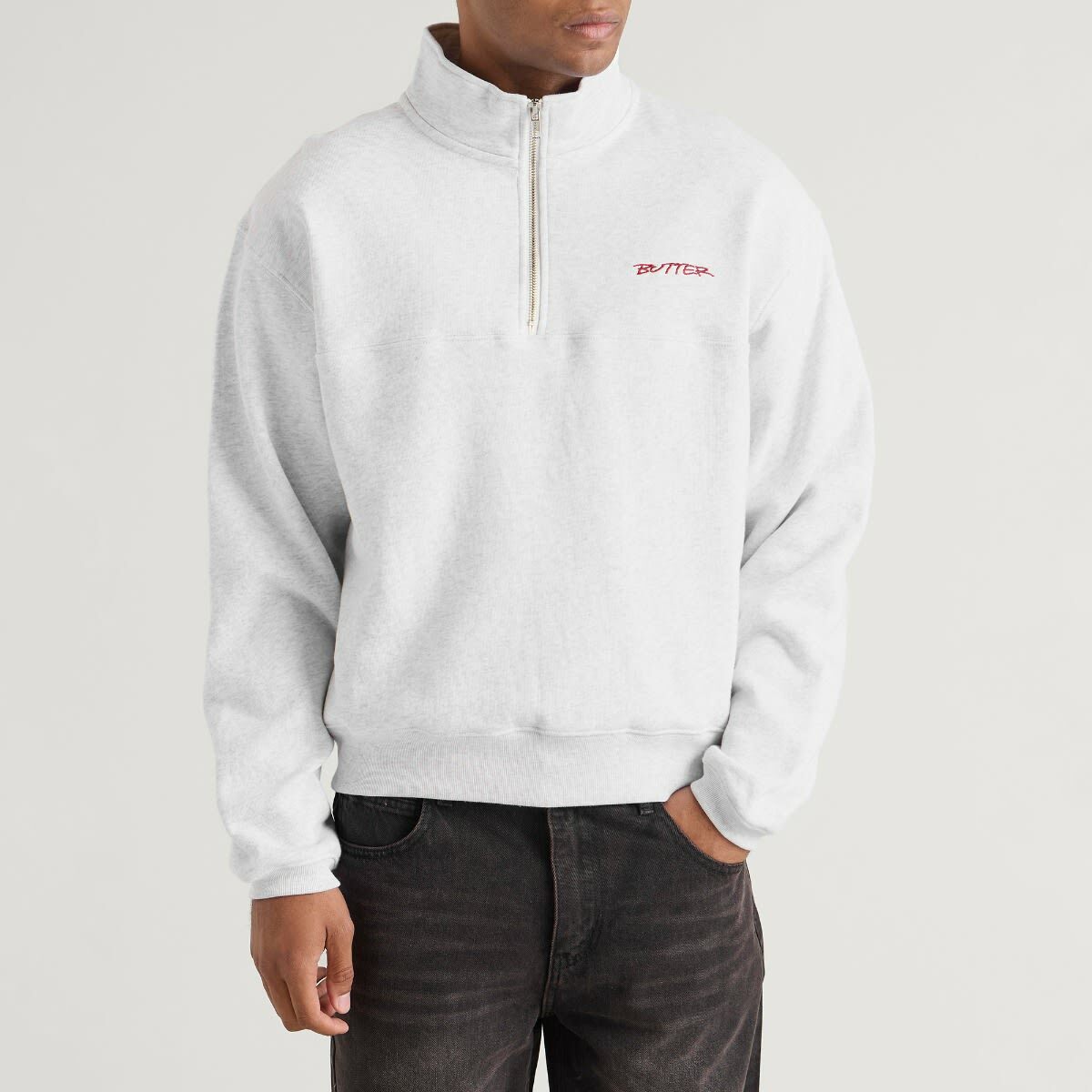 Butter Goods Men's Panel 1/4 Zip Sweatshirt in Ash