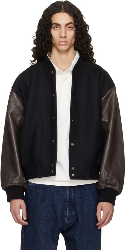 Photo: Studio Nicholson Black & Brown Alph Leather Bomber Jacket