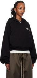 Fear of God ESSENTIALS Black Fleece Cropped Hoodie