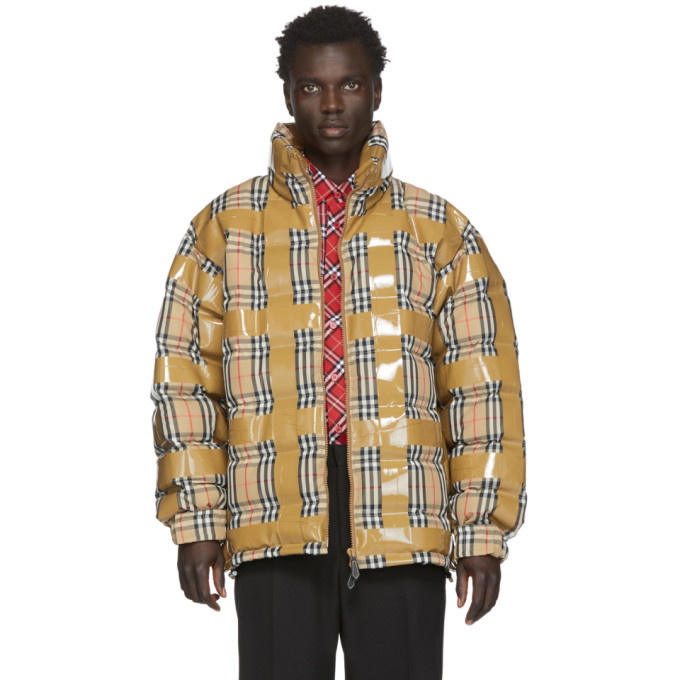 Photo: Burberry Beige Down Check Tape Jacket