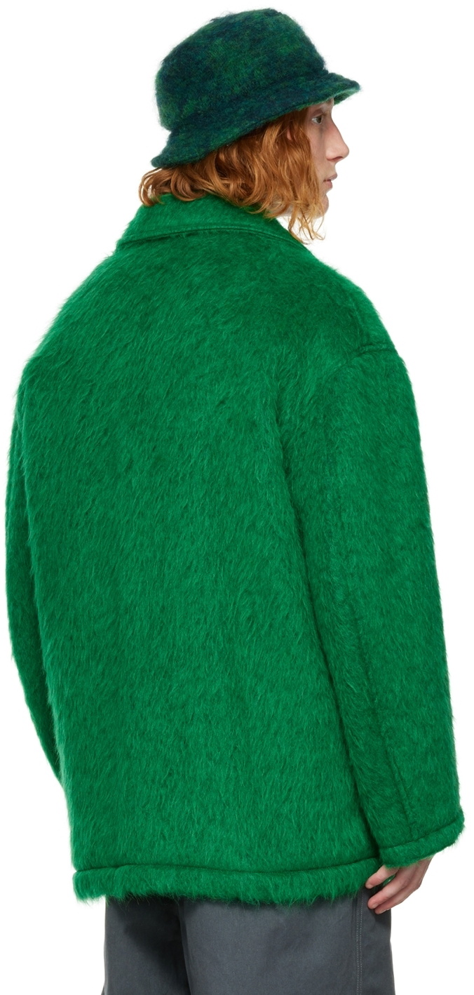 Marni Green Single-Breasted Faux-Fur Jacket Marni