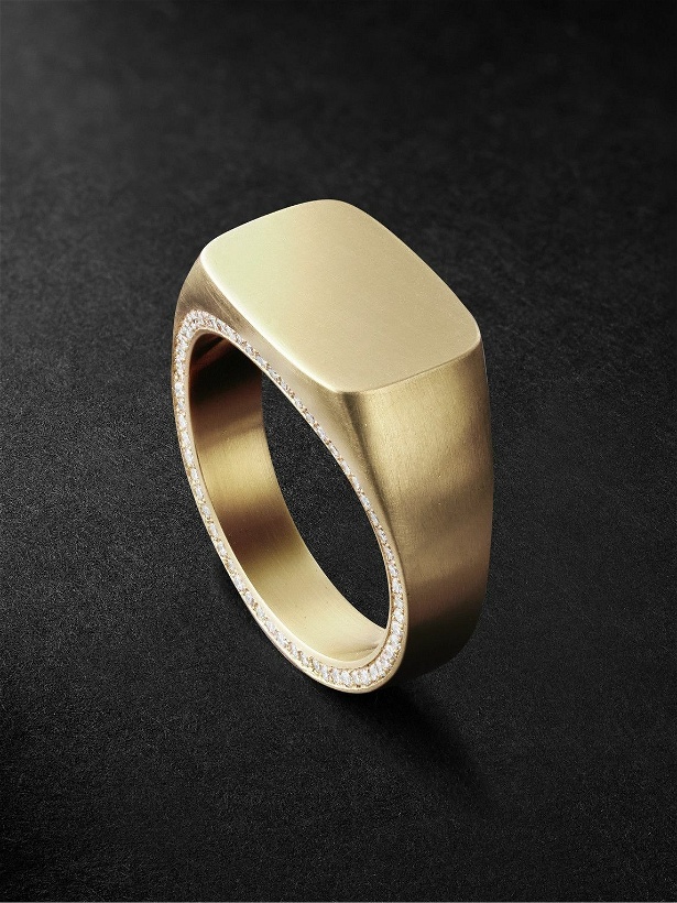 Photo: Shola Branson - Edge Cushion Signet 18-Karat Gold Diamond Ring - Gold
