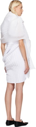 ISSEY MIYAKE White Silk Wool Pleats Stole Scarf