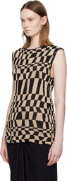 Dries Van Noten Beige & Black Checked Sweater