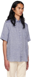 Sunspel Blue Spread Collar Shirt