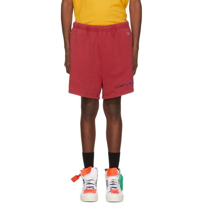 Photo: Off-White Red Champion Reverse Weave Edition Lounge Shorts 