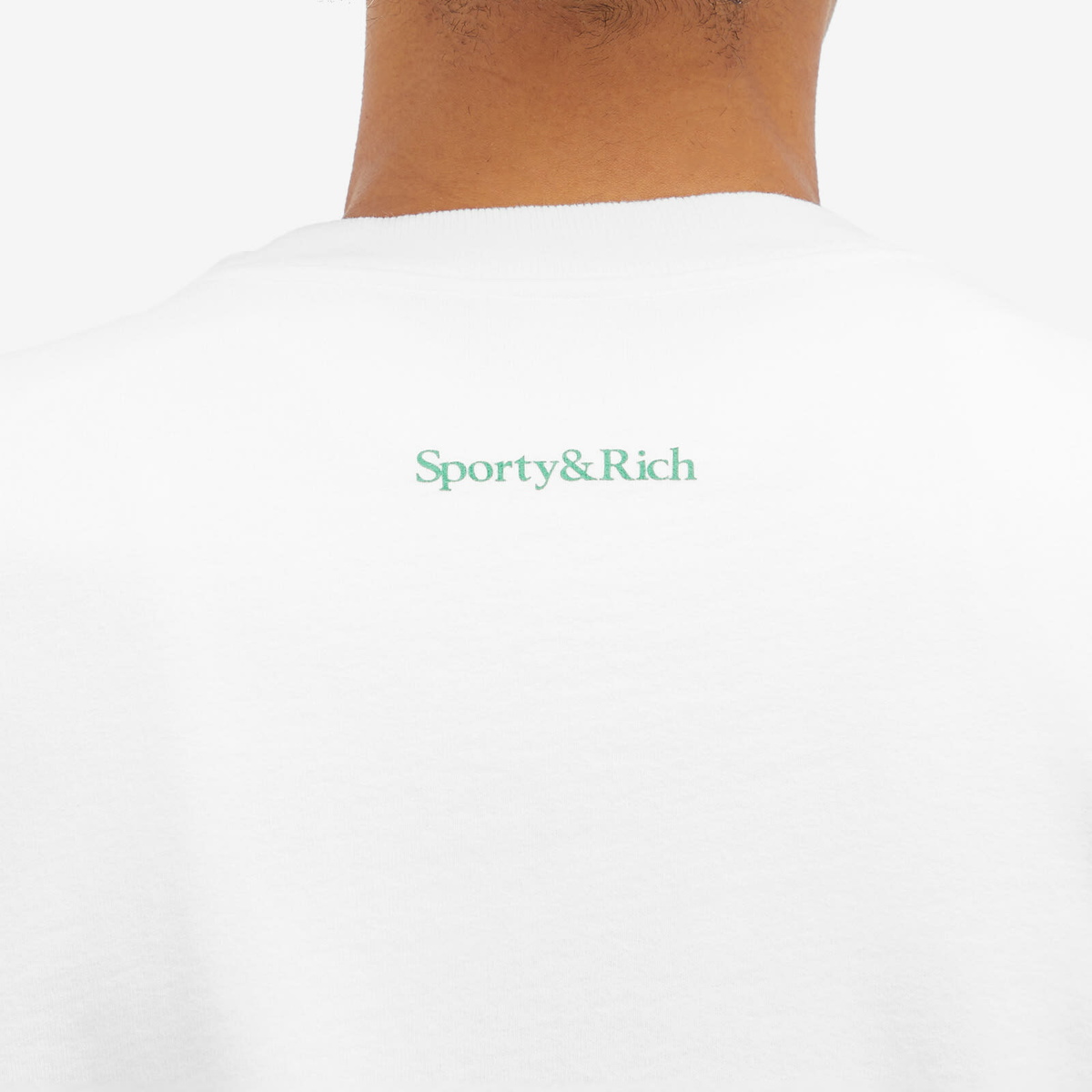 Sporty & Rich Wellness Club Flocked Sweatshirt in White/Verde