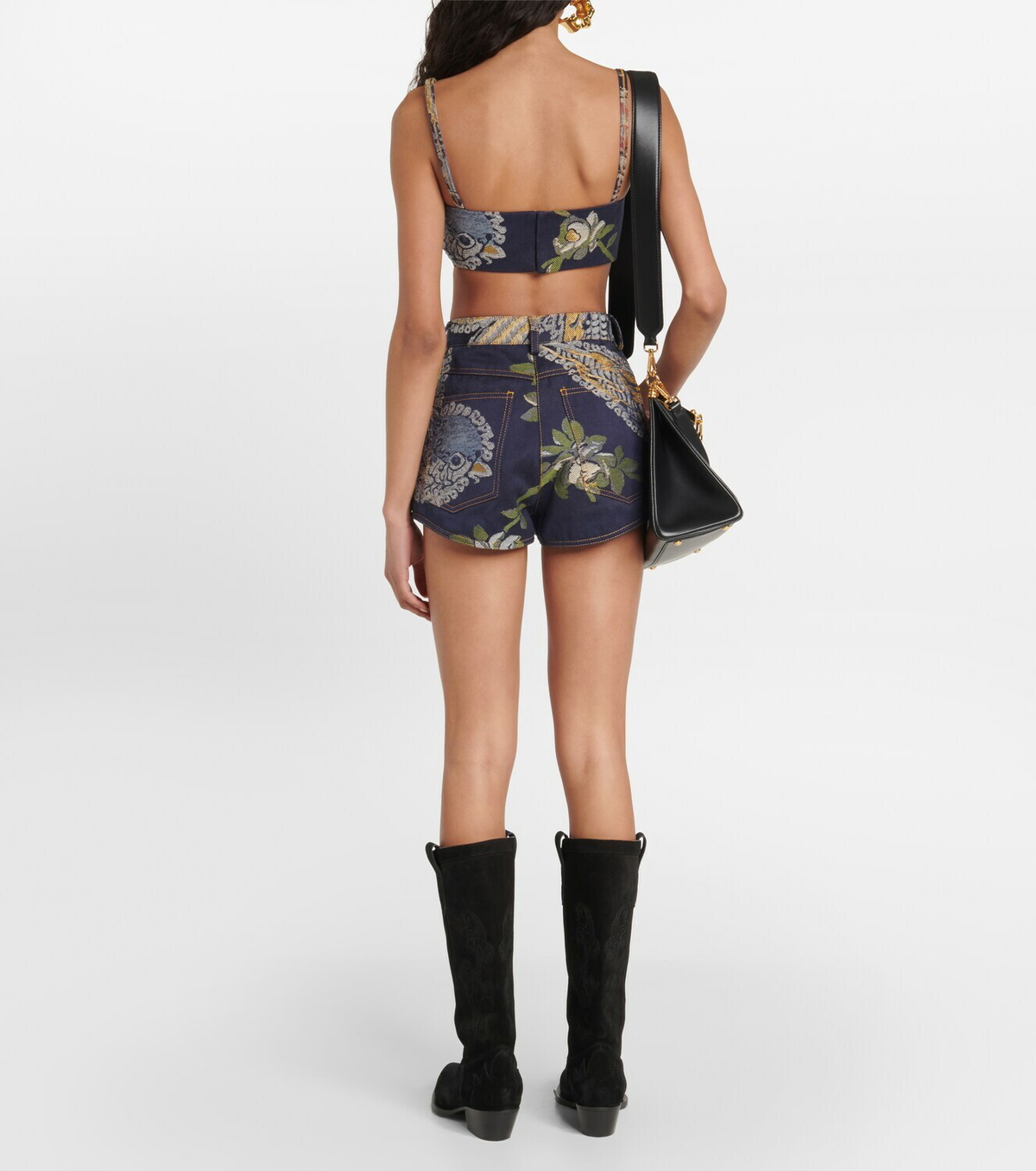 Entro Black High Rise Denim Mini Shorts main image 1