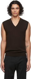 Drake's Brown Merino Wool Knitted Vest