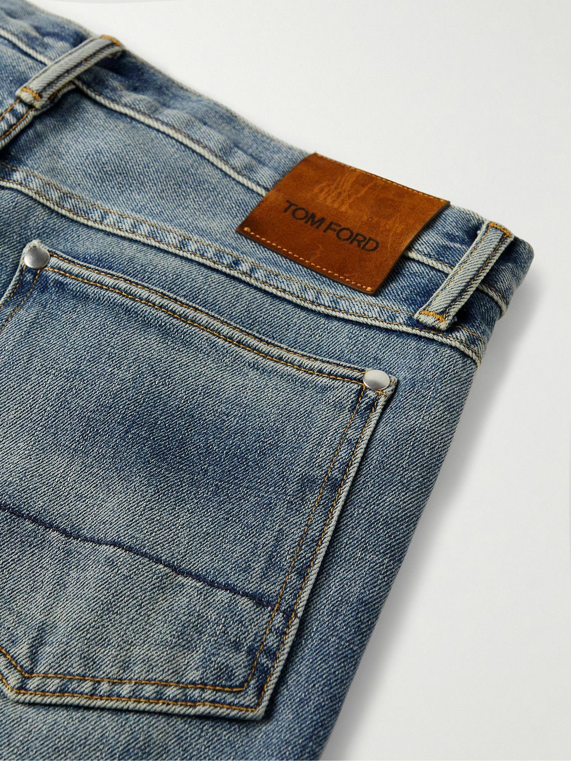 TOM FORD - Slim-Fit Garment-Washed Selvedge Jeans - Blue TOM
