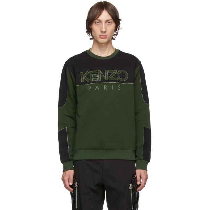 Photo: Kenzo Khaki and Black Mixed Mesh Sweatshirt