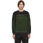 Kenzo Khaki and Black Mixed Mesh Sweatshirt