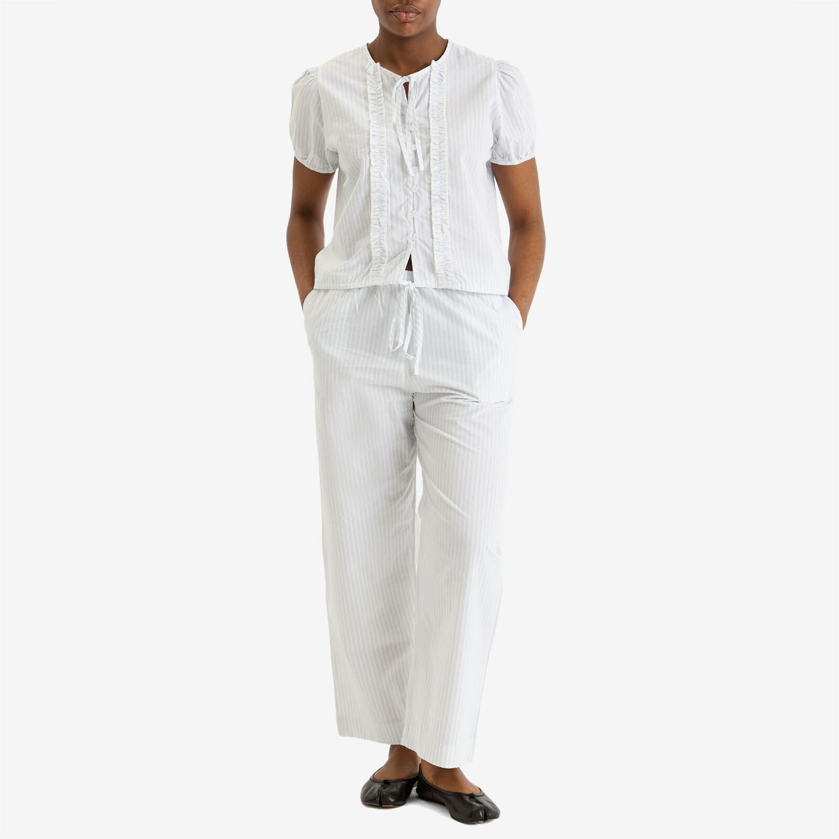 Deiji Studios Women's Ease Trouser in Sage Stripe