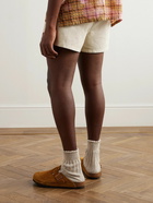 Stockholm Surfboard Club - Straight-Leg Garment-Dyed Logo-Appliquéd Cotton and Linen-Blend Twill Shorts - Neutrals