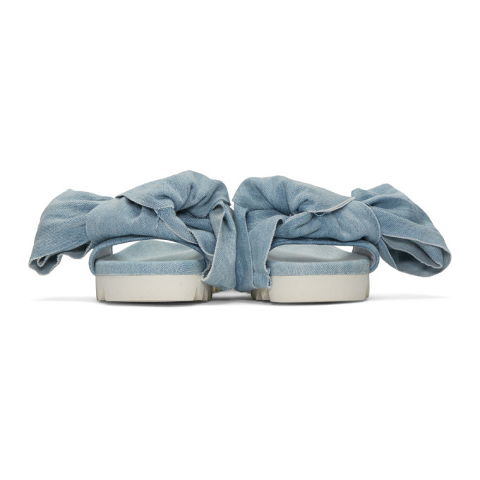 Joshua Sanders Blue Denim Double Bow Slides Joshua Sanders