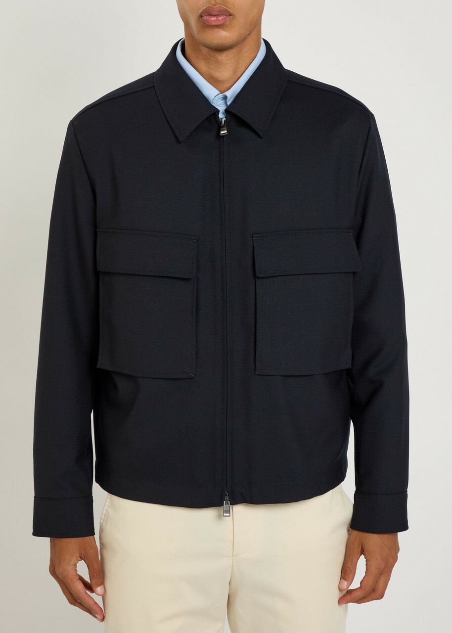 Boss Wool Overshirt Navy
