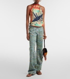 Etro Printed halterneck silk top