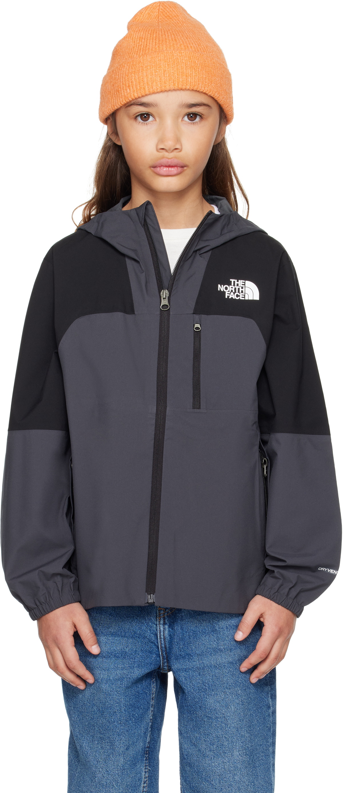 The North Face Kids Big Kids Black & Gray Hike Packable Shell Jacket