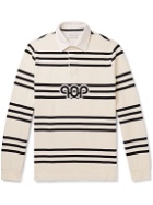 Pop Trading Company - Pub Logo-Appliquéd Striped Cotton-Jersey Rugby Polo Shirt - Neutrals