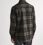 Burberry - Logo-Appliquéd Checked Wool-Flannel Overshirt - Black