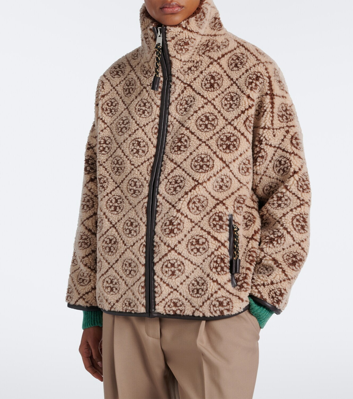 Tory Burch T Monogram printed teddy jacket