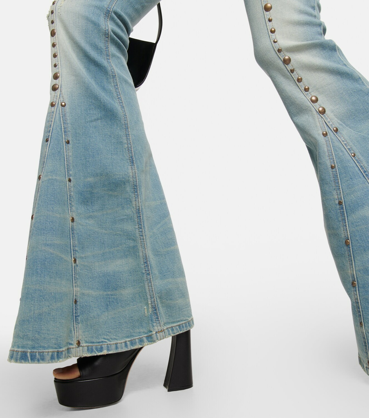Blumarine - Embellished low-rise flared jeans