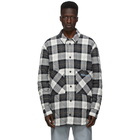 Marcelo Burlon County of Milan White and Black Check Logo Puffer Jacket