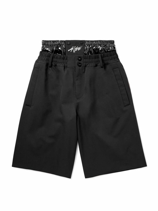 Photo: Moncler Genius - A$AP Rocky Wide-Leg Shell-Trimmed Canvas Shorts - Black