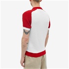 Casablanca Men's Boucle Raglan Polo Shirt in White/Red