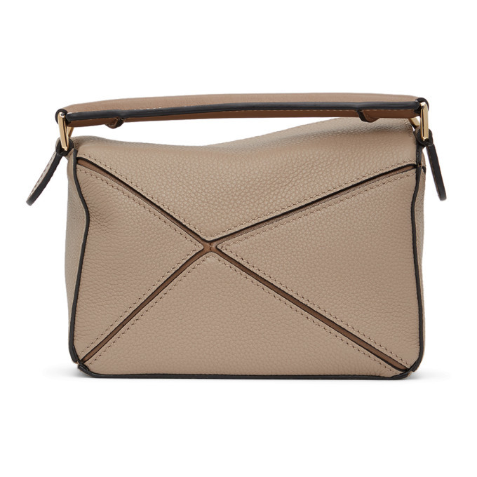 LOEWE Puzzle Calfskin Leather Shoulder Bag Sand Mink