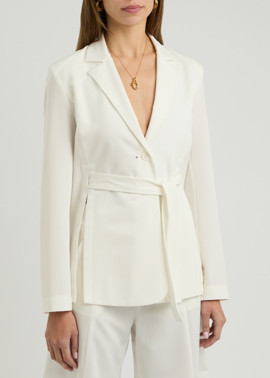 High Obedient Belted Jersey Blazer Cream