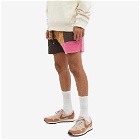 The Future Is On Mars Men's Corduroy Patchwork Short in Copper Brown/Pink
