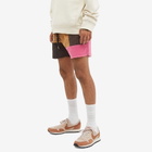 The Future Is On Mars Men's Corduroy Patchwork Short in Copper Brown/Pink
