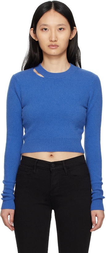 Photo: Frame Blue Cut-Out Crew Sweater