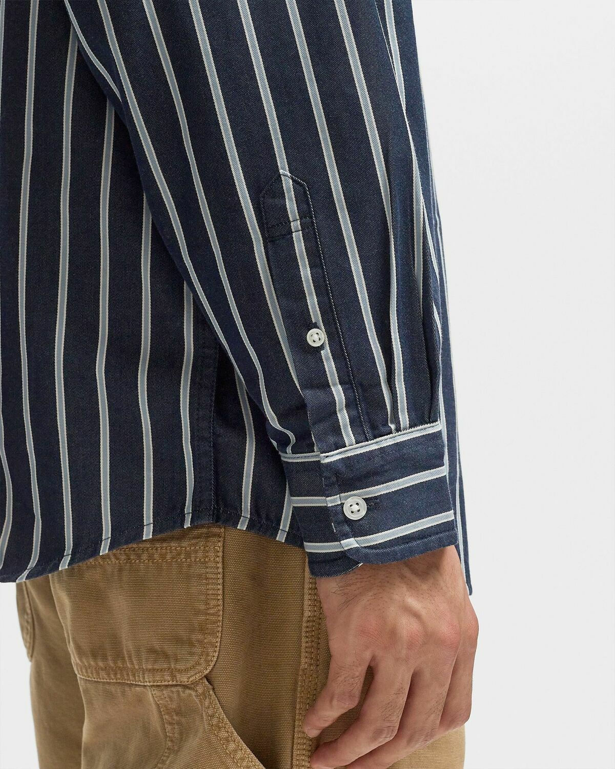 Carhartt WIP L/S Signature Shirt Blue Mens Longsleefe Carhartt WIP