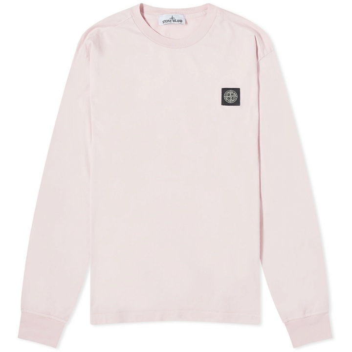Photo: Stone Island Men's Long Sleeve Patch T-Shirt in Pink