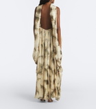 Zimmermann Ascent Burnout printed silk halterneck gown