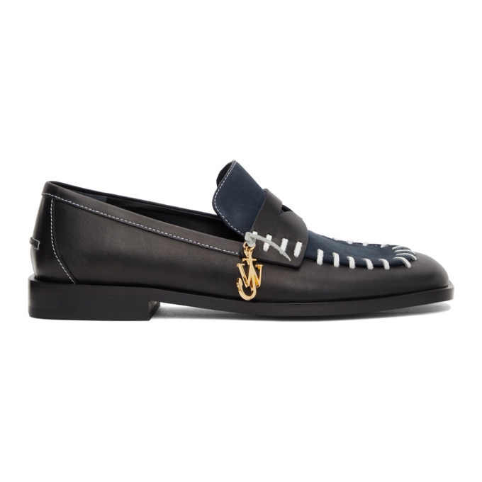 Photo: JW Anderson Black and Navy Antick Loafers