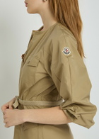 Moncler Logo-appliquéd Belted Cotton-blend Midi Dress Beige
