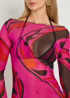 Pucci Printed Stretch-tulle Maxi Dress Pink