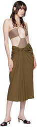 Rosetta Getty SSENSE Exclusive Brown Knotted Midi Skirt