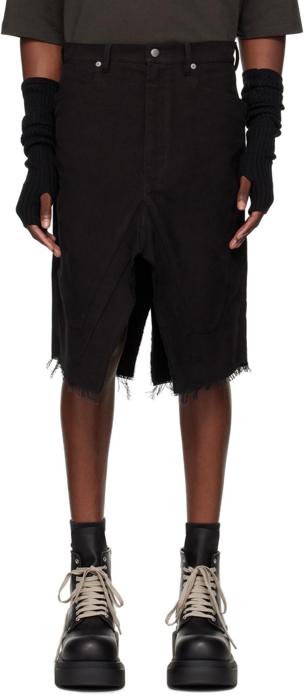 Rick Owens Black Porterville Slivered Denim Skirt Rick Owens