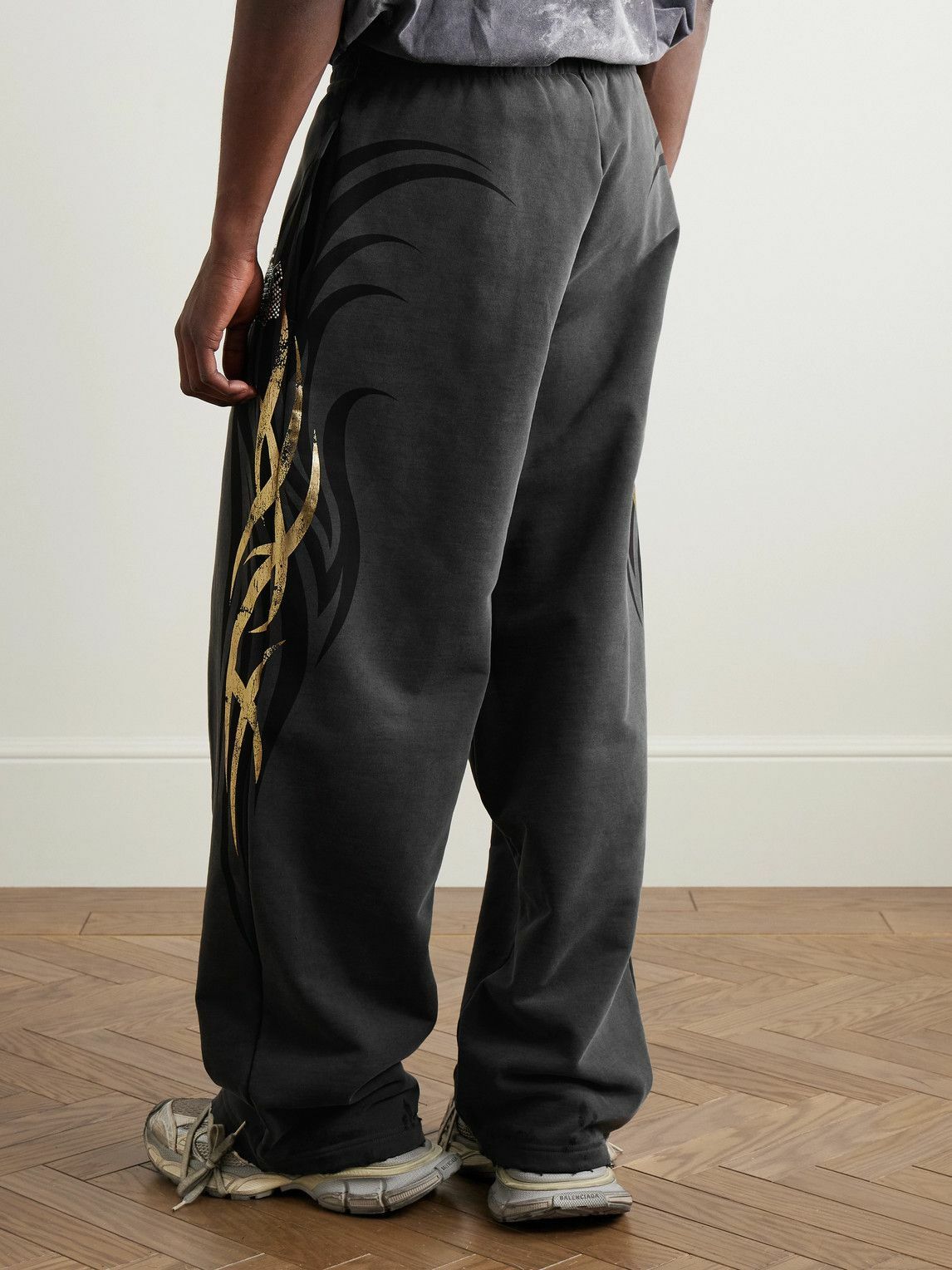 Balenciaga - Tacky Wide-Leg Crystal-Embellished Printed Cotton